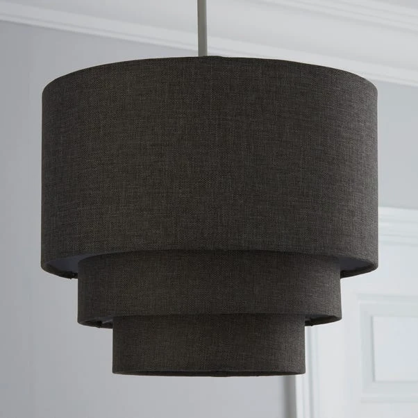 Dunelm Henna 3 Tier Faux Linen Lamp Shade 35cm Grey 4 Dunelm Henna 3 Tier Faux Linen Lamp Shade 35cm Grey - Image 2