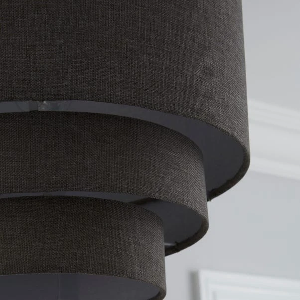 Dunelm Henna 3 Tier Faux Linen Lamp Shade 35cm Grey 5 Dunelm Henna 3 Tier Faux Linen Lamp Shade 35cm Grey - Image 3