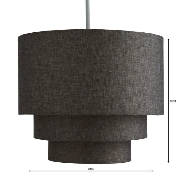 Dunelm Henna 3 Tier Faux Linen Lamp Shade 35cm Grey 6 Dunelm Henna 3 Tier Faux Linen Lamp Shade 35cm Grey - Image 4