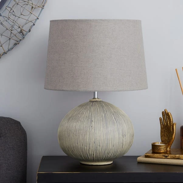 Dunelm Dahlia Scratched Resin Grey Table Lamp 4 Dunelm Dahlia Scratched Resin Grey Table Lamp - Image 2
