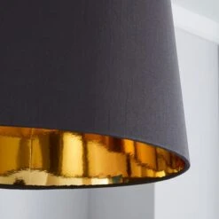 Dunelm Ritz Gold Lined Lamp Shade 35cm Grey 8 Dunelm Ritz Gold Lined Lamp Shade 35cm Grey -Lighting Heaven 1000064353 alt02