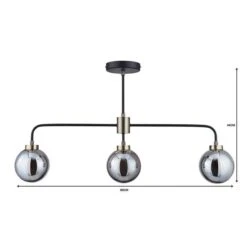 Dunelm Tanner 3 Light Black Bar Ceiling Fitting -Lighting Heaven 1000076102 alt06