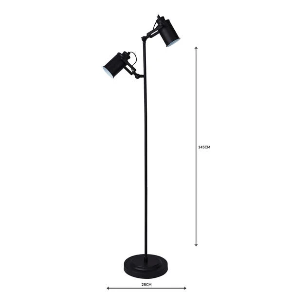 Dunelm Healy 2 Light Black Floor Lamp 7 Dunelm Healy 2 Light Black Floor Lamp - Image 5