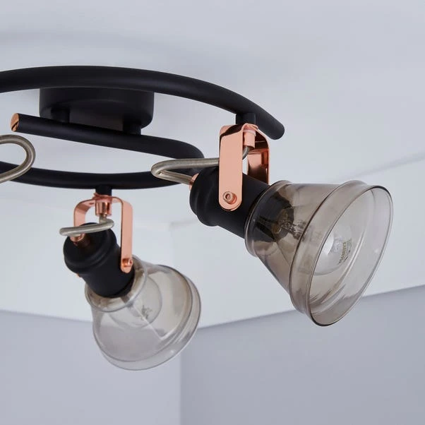 Dunelm Milas 3 Light Black Industrial Semi-Flush Ceiling Fitting 6 Dunelm Milas 3 Light Black Industrial Semi-Flush Ceiling Fitting - Image 4