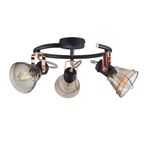 Dunelm Milas 3 Light Black Industrial Semi-Flush Ceiling Fitting 7 Dunelm Milas 3 Light Black Industrial Semi-Flush Ceiling Fitting - Image 5