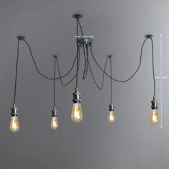 Dunelm Logan 5 Light Spider Antique Brass Industrial Cluster Flex Fitting 12 Dunelm Logan 5 Light Spider Antique Brass Industrial Cluster Flex Fitting -Lighting Heaven 1000139088 alt04