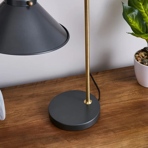 Dunelm Logan Antique Brass Grey Industrial Table Lamp 6 Dunelm Logan Antique Brass Grey Industrial Table Lamp - Image 4