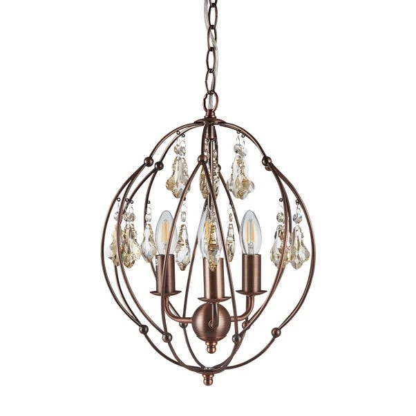 Dunelm Salino Globe 3 Light Antique Copper Chandelier 8 Dunelm Salino Globe 3 Light Antique Copper Chandelier - Image 6