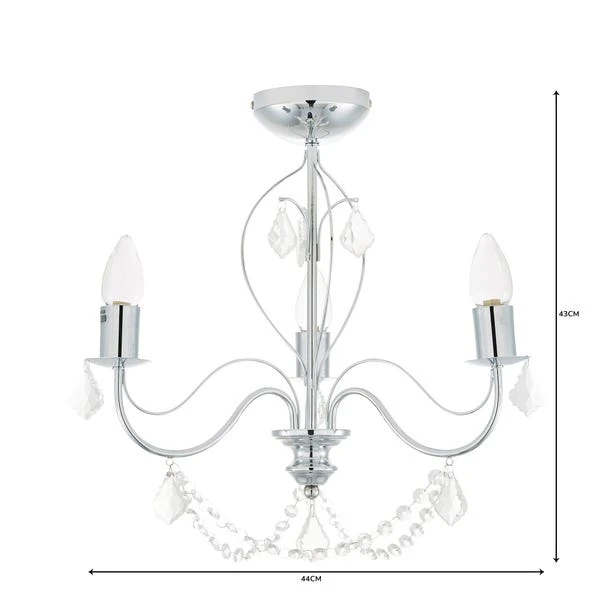 Dunelm Elizabeth 3 Light Bathroom Chrome Chandelier 8 Dunelm Elizabeth 3 Light Bathroom Chrome Chandelier - Image 6