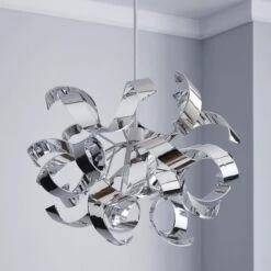 Dunelm Iris Ribbon Chrome Easy Fit Pendant -Lighting Heaven 1000149095 alt01