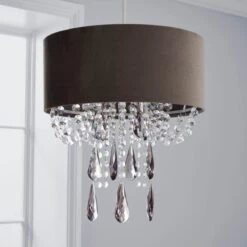 Dunelm Halle Velvet Jewel Grey Easy Fit Pendant -Lighting Heaven 1000149159 alt01