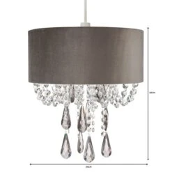 Dunelm Halle Velvet Jewel Grey Easy Fit Pendant -Lighting Heaven 1000149159 alt06