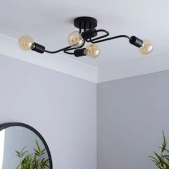 Dunelm Kacy 4 Light Black Flush Ceiling Fitting -Lighting Heaven 1000157752 alt01