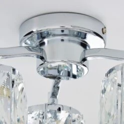 Dunelm Kleio 3 Light Glass Chrome Semi-Flush Ceiling Fitting -Lighting Heaven 1000157757 alt03