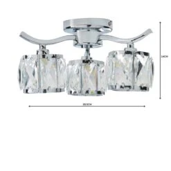 Dunelm Kleio 3 Light Glass Chrome Semi-Flush Ceiling Fitting -Lighting Heaven 1000157757 alt04