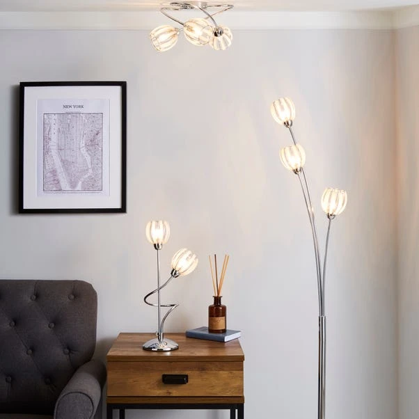 Dunelm Rosa 3 Light Chrome Semi-Flush Ceiling Fitting 8 Dunelm Rosa 3 Light Chrome Semi-Flush Ceiling Fitting - Image 6