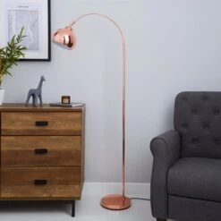 Dunelm Herm Arc Copper Floor Lamp -Lighting Heaven 1000158494 alt01