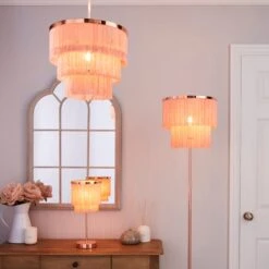 Dunelm Jaz Fringe Pink Floor Lamp -Lighting Heaven 1000158499 alt08
