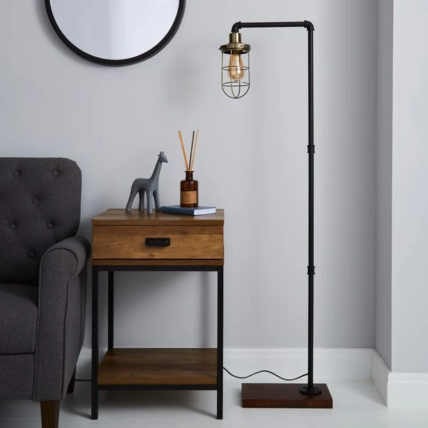 Dunelm Milas Pipe Black Industrial Floor Lamp 4 Dunelm Milas Pipe Black Industrial Floor Lamp - Image 2