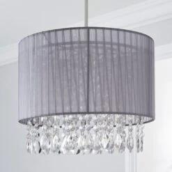 Dunelm Riah Jewel Shade Grey Easy Fit Pendant 8 Dunelm Riah Jewel Shade Grey Easy Fit Pendant -Lighting Heaven 1000158688 alt01