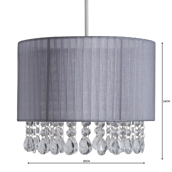 Dunelm Riah Jewel Shade Grey Easy Fit Pendant 6 Dunelm Riah Jewel Shade Grey Easy Fit Pendant - Image 4