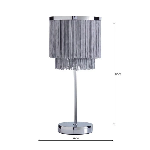 Dunelm Jaz Fringe Grey Table Lamp 7 Dunelm Jaz Fringe Grey Table Lamp - Image 5