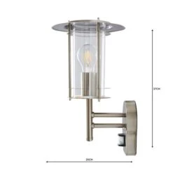 Dunelm Derek PIR Sensor Glass Steel Outdoor Wall Light -Lighting Heaven 1000158750 alt04