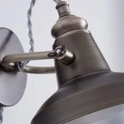 Dunelm Lucas Industrial Easy Fit Plug In Wall Light Pewter -Lighting Heaven 1000158758 alt02