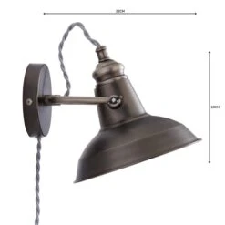 Dunelm Lucas Industrial Easy Fit Plug In Wall Light Pewter -Lighting Heaven 1000158758 alt04