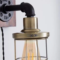 Dunelm Milas Pipe Industrial Easy Fit Plug In Wall Light Black -Lighting Heaven 1000158759 alt02