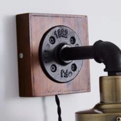 Dunelm Milas Pipe Industrial Easy Fit Plug In Wall Light Black -Lighting Heaven 1000158759 alt03