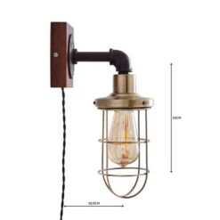Dunelm Milas Pipe Industrial Easy Fit Plug In Wall Light Black -Lighting Heaven 1000158759 alt04