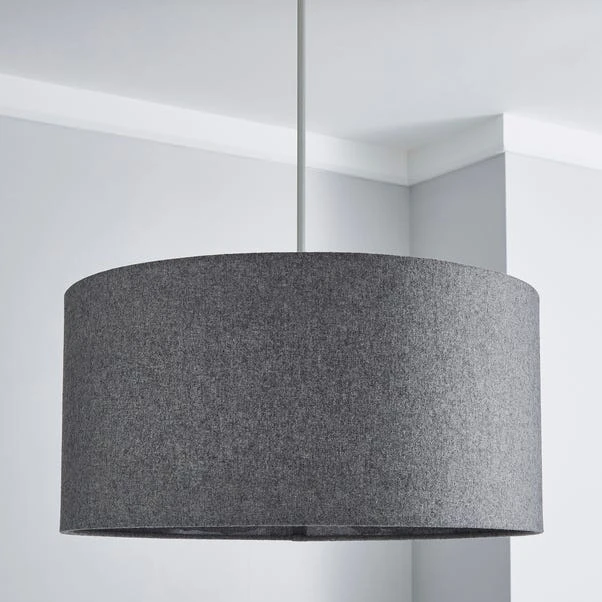 Dunelm Marl Felt 45cm Grey Drum Shade 4 Dunelm Marl Felt 45cm Grey Drum Shade - Image 2