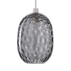 Dunelm Elodie Dimpled Glass Easy Fit Pendant Grey Lustre 11 Dunelm Elodie Dimpled Glass Easy Fit Pendant Grey Lustre -Lighting Heaven 1000180647 alt05