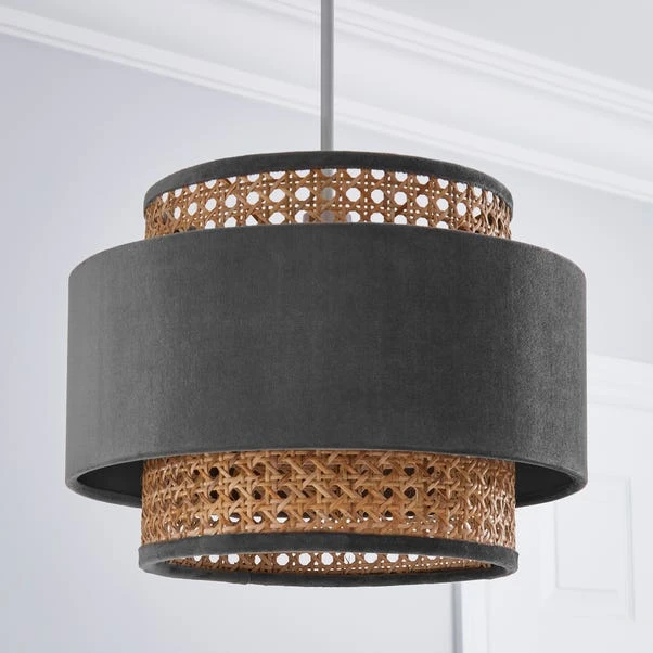 Dunelm Nova Velvet And Cane Shade 30cm 4 Dunelm Nova Velvet And Cane Shade 30cm - Image 2