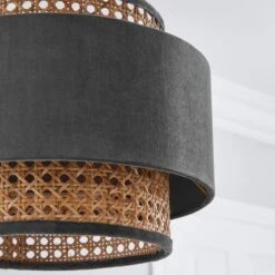 Dunelm Nova Velvet And Cane Shade 30cm 10 Dunelm Nova Velvet And Cane Shade 30cm -Lighting Heaven 1000181511 alt02