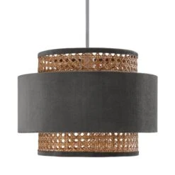 Dunelm Nova Velvet And Cane Shade 30cm 11 Dunelm Nova Velvet And Cane Shade 30cm -Lighting Heaven 1000181511 alt05