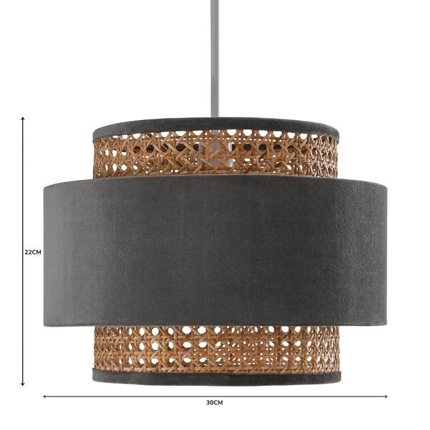 Dunelm Nova Velvet And Cane Shade 30cm 7 Dunelm Nova Velvet And Cane Shade 30cm - Image 5