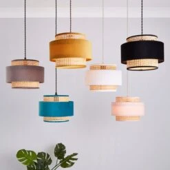 Dunelm Nova Velvet And Cane Shade 30cm 13 Dunelm Nova Velvet And Cane Shade 30cm -Lighting Heaven 1000181511 alt08