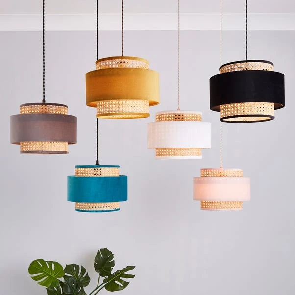 Dunelm Nova Velvet And Cane Shade 30cm 8 Dunelm Nova Velvet And Cane Shade 30cm - Image 6