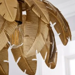 Dunelm Farrah Palm Leaf Ceiling Fitting Gold -Lighting Heaven 1000182784 alt02