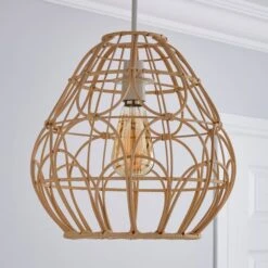 Dunelm Decorative Cane Easy Fit Pendant Natural 9 Dunelm Decorative Cane Easy Fit Pendant Natural -Lighting Heaven 1000182786 alt01