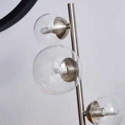 Dunelm Tarsia Glass Table Lamp Satin Nickel -Lighting Heaven 1000182789 alt02