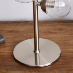 Dunelm Tarsia Glass Table Lamp Satin Nickel -Lighting Heaven 1000182789 alt03