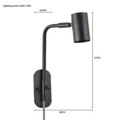Dunelm Bradford EasyFit Plug In Wall Light Matt Black -Lighting Heaven 1000183098 alt07