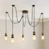 Dunelm Logan 5 Light Spider Antique Brass Industrial Cluster Flex Fitting 2 Dunelm Logan 5 Light Spider Antique Brass Industrial Cluster Flex Fitting -Lighting Heaven 30624731