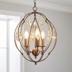 Dunelm Salino Globe 3 Light Antique Copper Chandelier