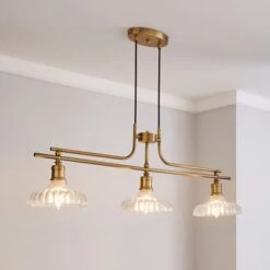 Dunelm Colt 3 Light Diner Antique Brass Ceiling Fitting