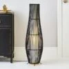 Dunelm Alec Natural Cane Black Floor Lamp -Lighting Heaven 30647908