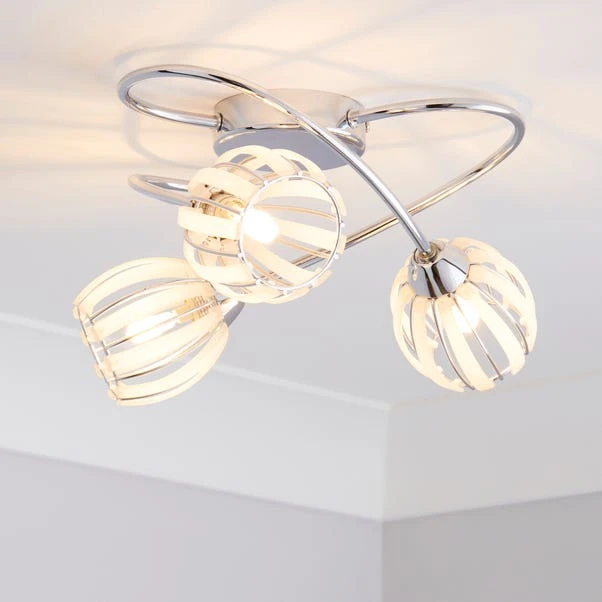 Dunelm Rosa 3 Light Chrome Semi-Flush Ceiling Fitting 3 Dunelm Rosa 3 Light Chrome Semi-Flush Ceiling Fitting